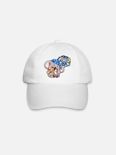 Schlummer-Koala mit Sternennacht - Baseballkappe - Weiß/Weiß