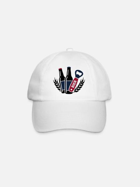 Flaschenoeffner Bier Logo - Baseballkappe - Weiß/Weiß