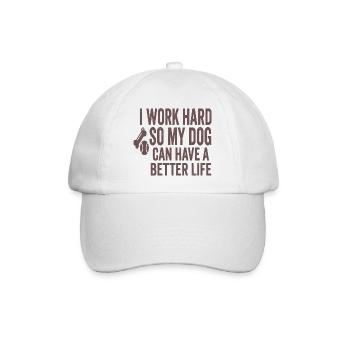 Ich arbeite hart damit mein Hund besser lebt - Baseballkappe - Weiß/Weiß - Vorne