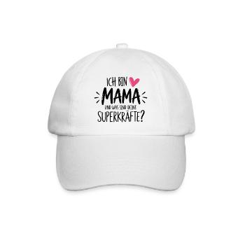 Ich bin Mama und was sind deine Superkräfte? - Baseballkappe - Weiß/Weiß - Vorne