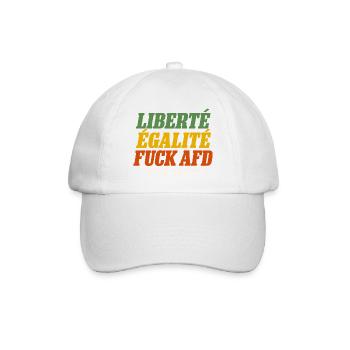 Liberté Égalité Fuck AfD – Politisches Statement - Baseballkappe - Weiß/Weiß - Vorne