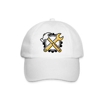 Hammer Schraubenschluessel Icon - Baseballkappe - Weiß/Weiß - Vorne