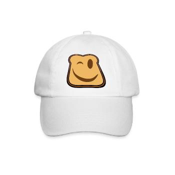 Winkender Toast Cartoon - Baseballkappe - Weiß/Weiß - Vorne