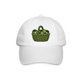 Pilzkorb Ernte Grafik - Baseballkappe - Weiß/Weiß - Vorne
