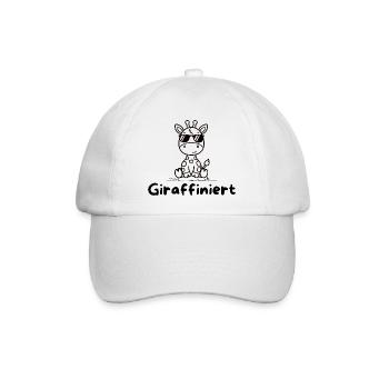 Giraffiniert – Coole Giraffe mit Sonnenbrille - Baseballkappe - Weiß/Weiß - Vorne