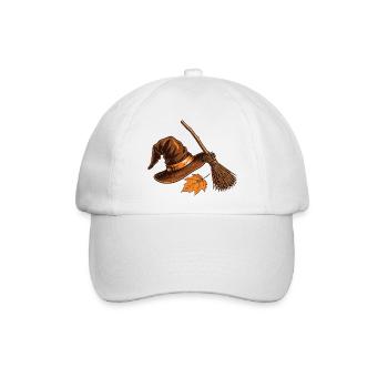 Hexenhut und Herbstbesen - Baseballkappe - Weiß/Weiß - Vorne