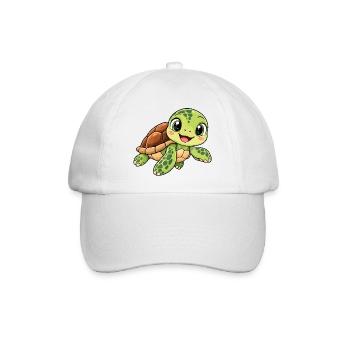 Schildkröte Kawaii Style – Süßes Tiermotiv - Baseballkappe - Weiß/Weiß - Vorne