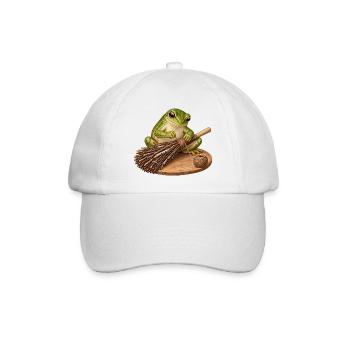 Frosch bindet einen Reisigbesen - Baseballkappe - Weiß/Weiß - Vorne