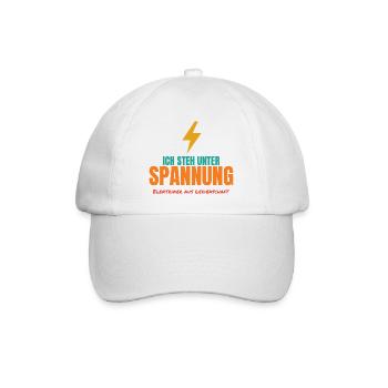 Ich steh unter Spannung – Elektriker Spruch - Baseballkappe - Weiß/Weiß - Vorne