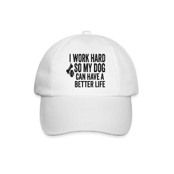 Ich arbeite hart, damit mein Hund besser lebt - Baseballkappe - Weiß/Weiß - Vorne