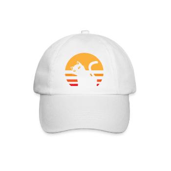 Katze Sonnenuntergang - Baseballkappe - Weiß/Weiß - Vorne