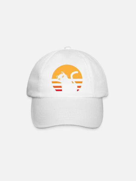 Katze Sonnenuntergang - Baseballkappe - Weiß/Weiß