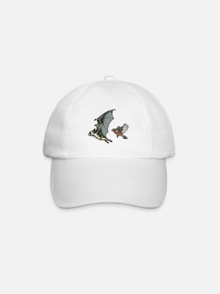 Retro Fledermaus und Vogel Duo - Baseballkappe - Weiß/Weiß