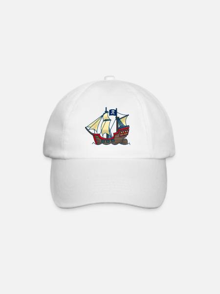 Piratenschiff - Baseballkappe - Weiß/Weiß