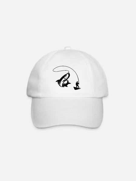 angler boot angeln fisch hochseefischen fischer - Baseballkappe - Weiß/Weiß