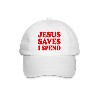 jesus saves i spend - Baseballkappe - Weiß/Weiß - Vorne