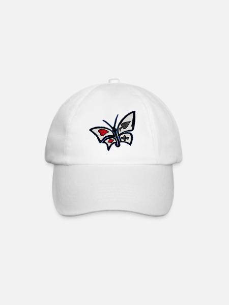 Kosmischer Wunderland-Schmetterling - Baseballkappe - Weiß/Weiß