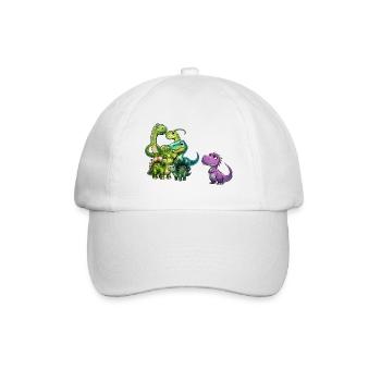Glückliche Dino Gruppe mit einem Außenseiter - Baseballkappe - Weiß/Weiß - Vorne