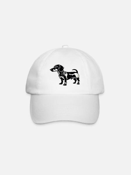 Dachshund Dackel - Pet Dog Sticker - Baseballkappe - Weiß/Weiß