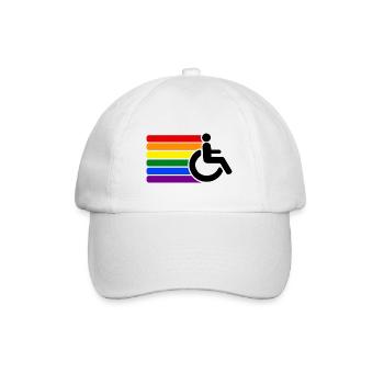 Rollstuhl Regenbogen Behindert - Baseballkappe - Weiß/Weiß - Vorne