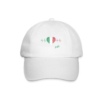 Italien Heart Herzschlag Italy - Baseballkappe - Weiß/Weiß - Vorne