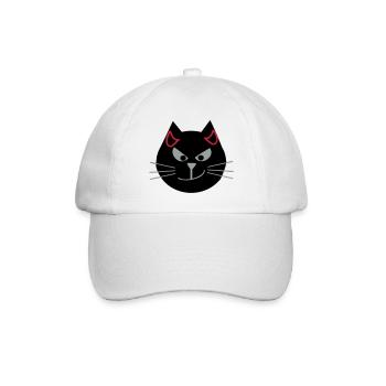 Katze mit Teufelshörnern - Baseballkappe - Weiß/Weiß - Vorne