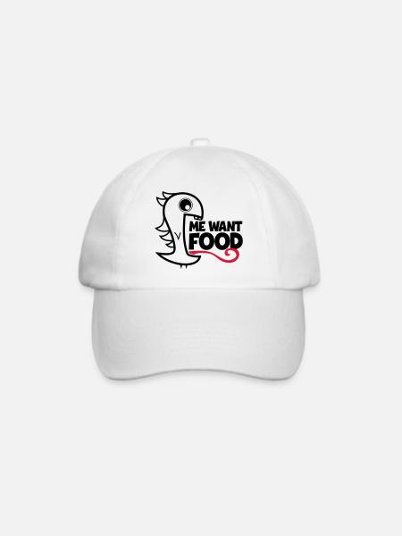 me want food! - Baseballkappe - Weiß/Weiß