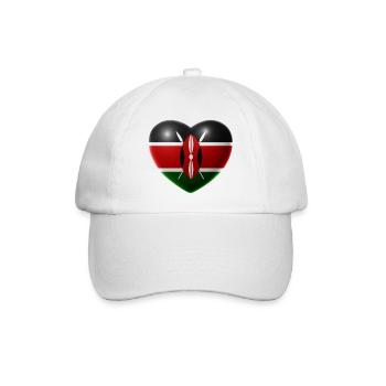 Herz (Kenia / Kenya) - Baseballkappe - Weiß/Weiß - Vorne