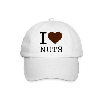 I LOVE NUTS Nüsse - Baseballkappe - Weiß/Weiß - Vorne