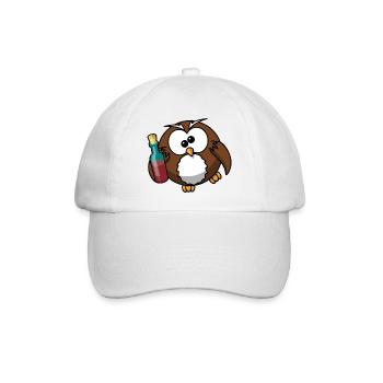 betrunkene Eule mit Wein - Baseballkappe - Weiß/Weiß - Vorne