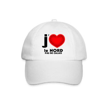 Ich liebe die Nord Pas de Calai - Baseballkappe - Weiß/Weiß - Vorne