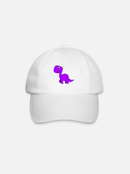 Niedlicher lila Dinosaurier - Baseballkappe - Weiß/Weiß