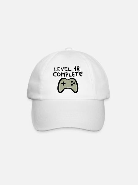 Level 18 abgeschlossen 18. Geburtstag - Baseballkappe - Weiß/Weiß