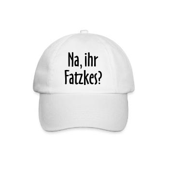 Lustiger Berlin Spruch: Na, ihr Fatzkes? - Baseballkappe - Weiß/Weiß - Vorne