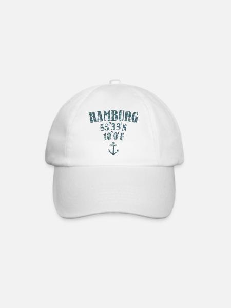 Hamburg Koordinaten Längengrad Breitengrad - Baseballkappe - Weiß/Weiß