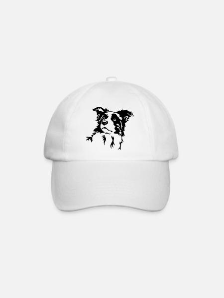 Border Collie Kopf - Baseballkappe - Weiß/Weiß
