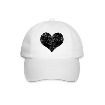 Schwarzes Herz - Baseballkappe - Weiß/Weiß - Vorne