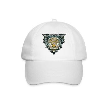 Tigerkopf Tribal (farbig) - Baseballkappe - Weiß/Weiß - Vorne