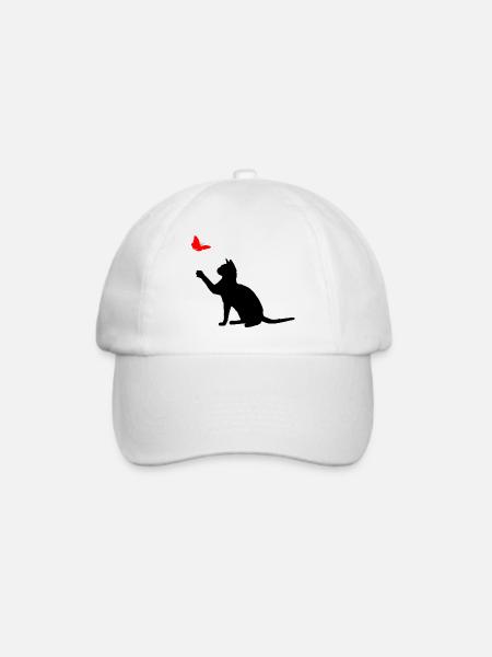 Katze Schmetterling Schwarz - Baseballkappe - Weiß/Weiß