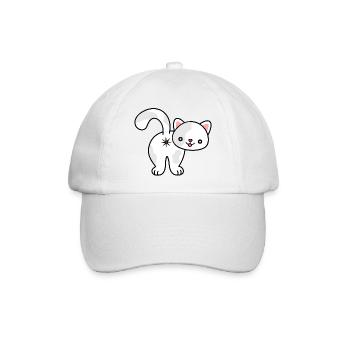 Kätzchen von hinten, Arschloch, Katze, kitten, ass - Baseballkappe - Weiß/Weiß - Vorne