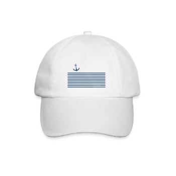 Anker Streifen Regatta nautisch für Kapitän Boot - Baseballkappe - Weiß/Weiß - Vorne