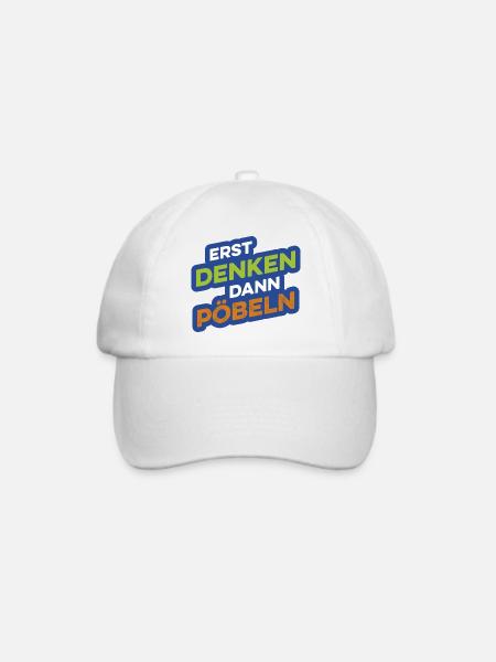 Erst denken, dann pöbeln - Baseballkappe - Weiß/Weiß