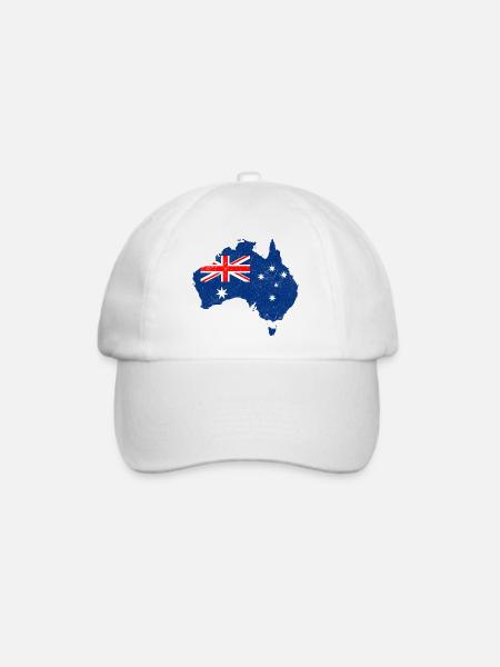 Flaggenkarte von Australien - Baseballkappe - Weiß/Weiß