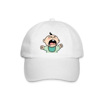 Weinendes Baby Comic Brüllen Schreien Zornig Wut - Baseballkappe - Weiß/Weiß - Vorne