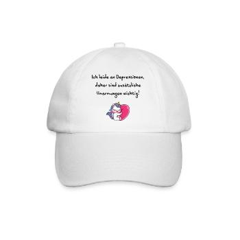 Depressionen brauche Umarmungen Liebe Einhorn - Baseballkappe - Weiß/Weiß - Vorne