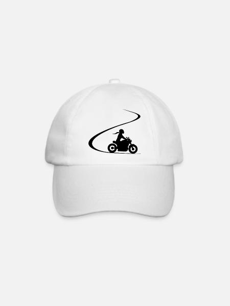 Bikerin Kurve Chopper Motorradfahrerin Cruiser - Baseballkappe - Weiß/Weiß