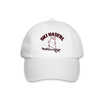 Skifahrerin Skihase Skihasen Skihaserl Skihäschen - Baseballkappe - Weiß/Weiß - Vorne