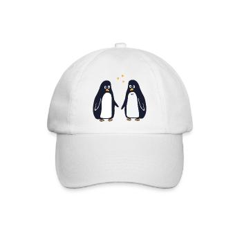 Verliebte Pinguine - Baseballkappe - Weiß/Weiß - Vorne