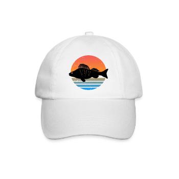 Retro Barsch Angeln Fisch Wurm Angler Raubfisch - Baseballkappe - Weiß/Weiß - Vorne