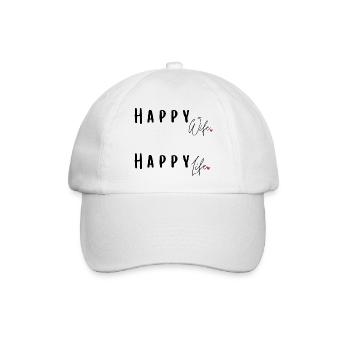 Happy Wife Happy Life - Baseballkappe - Weiß/Weiß - Vorne